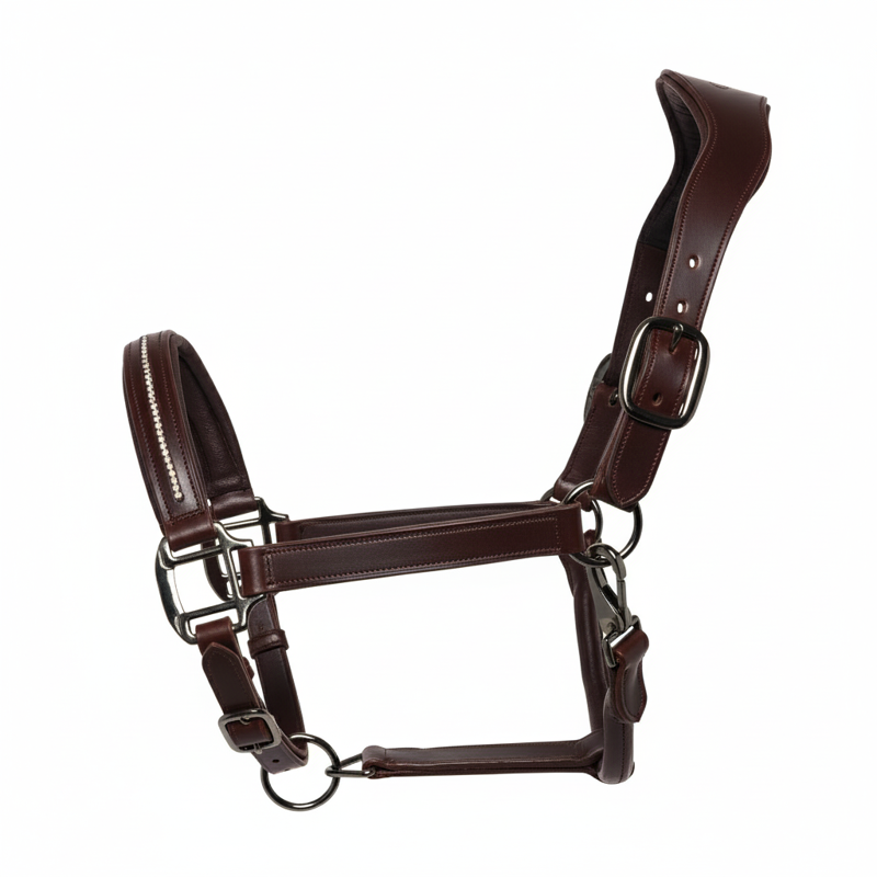 Cameo Competition Leather Headcollar and Leadrope - Brown