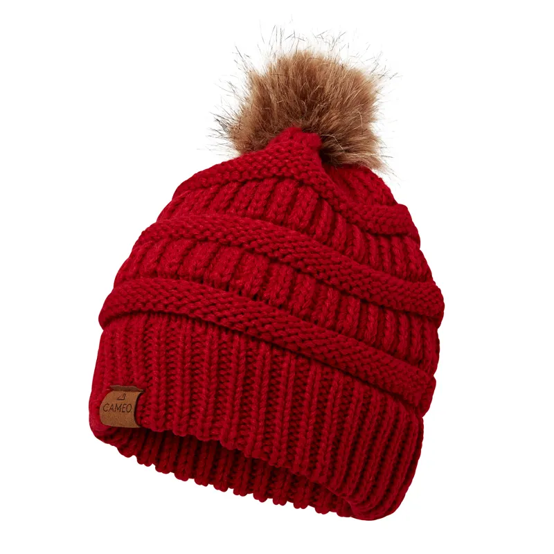 Cameo Winter Bobble Hat - Red