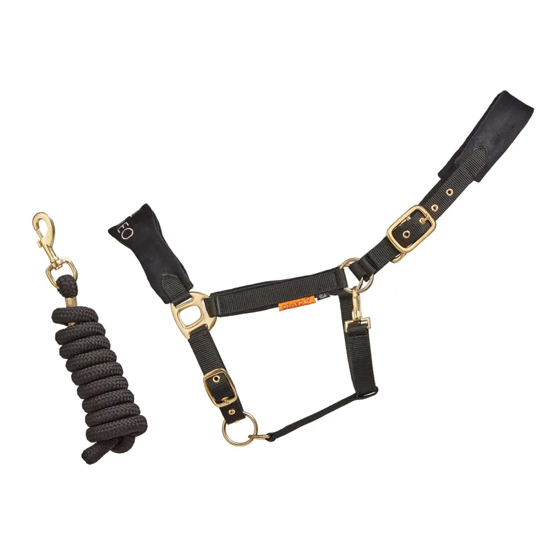 Cameo Suede Elite Headcollar and Leadrope - Black Gold