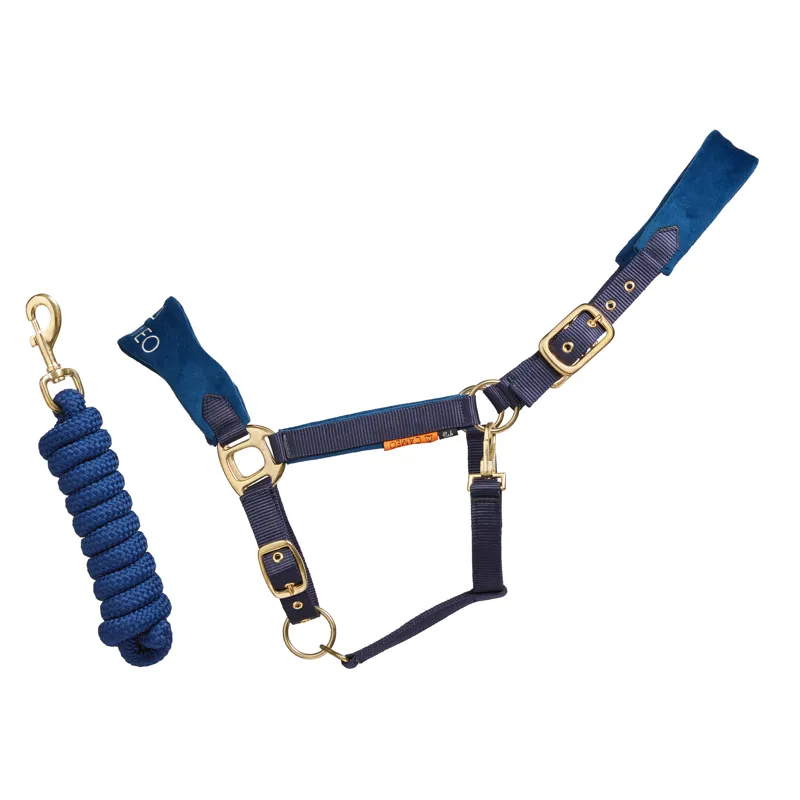 Cameo Suede Elite Headcollar and Leadrope - Navy