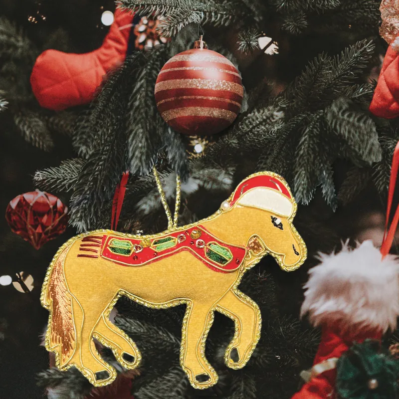 Equetech Dun Horse Beaded Embroidered Christmas Tree Decoration -1