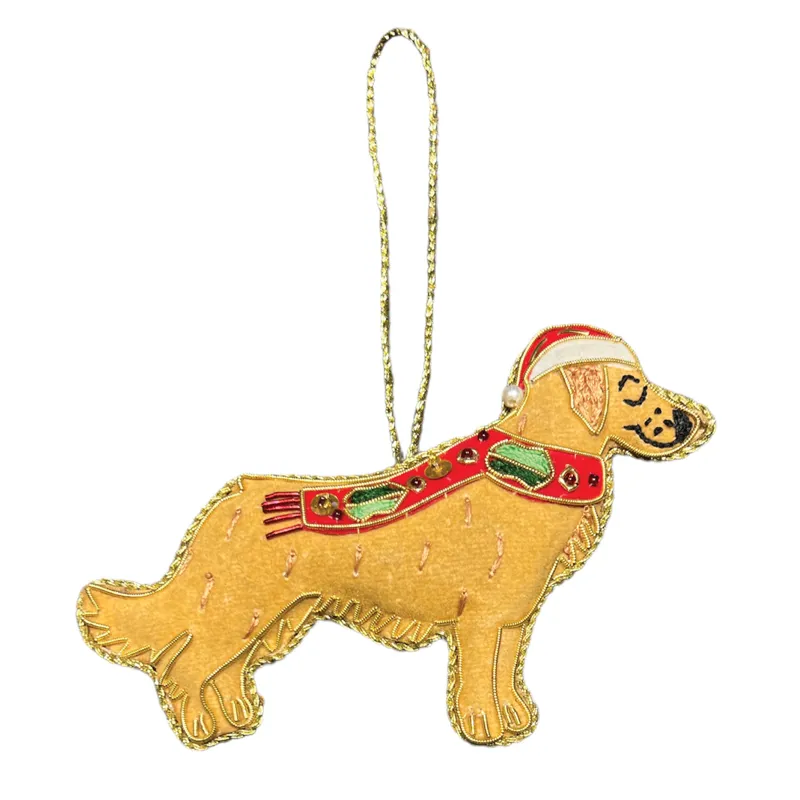 Equetech Golden Retriever Beaded Embroidered Christmas Tree Decoration 