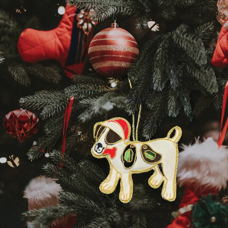 Equetech Jack Russell Beaded Embroidered Christmas Tree Decoration-1