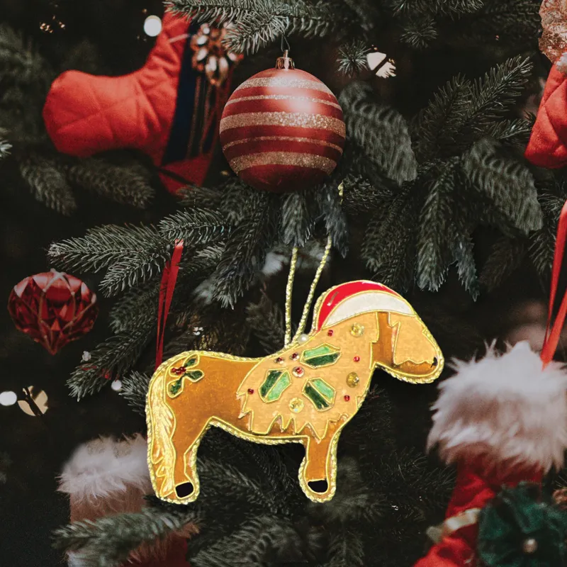 Equetech Shetland Pony Beaded Embroidered Christmas Tree Decoration-1