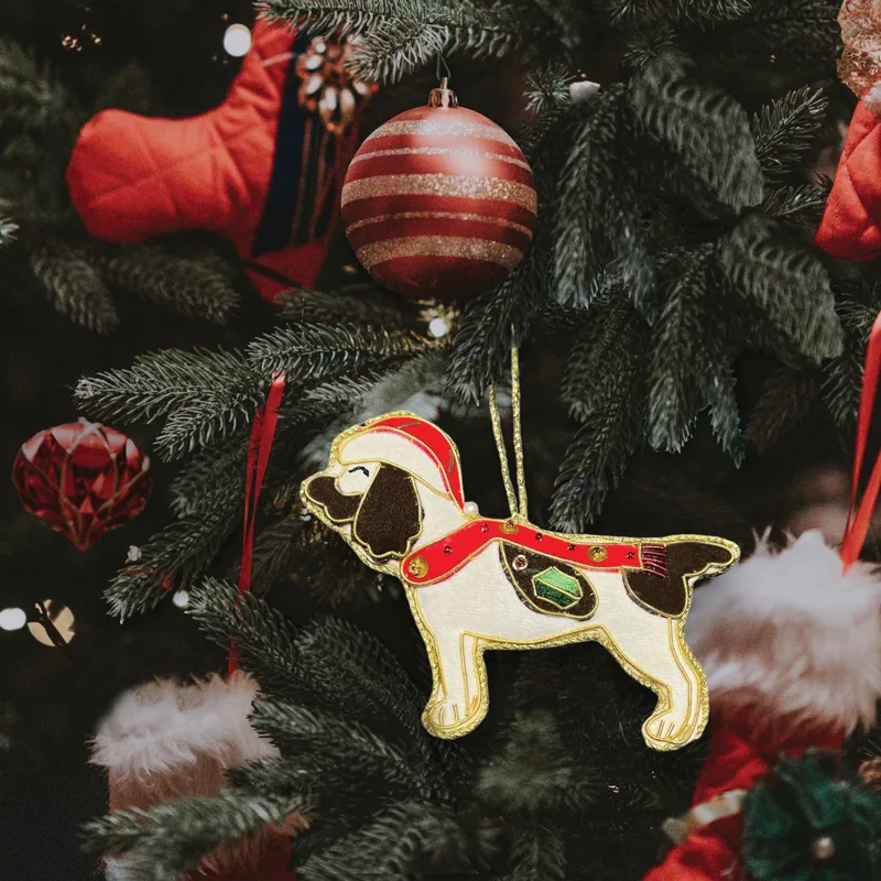 Equetech Springer Spaniel Beaded Embroidered Christmas Tree Decoration -1