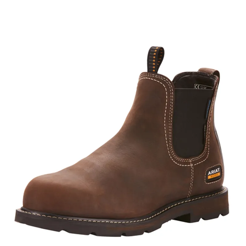 Ariat Mens Groundbreaker Chelsea Waterproof Steel Toe Work Boot - Dark Brown