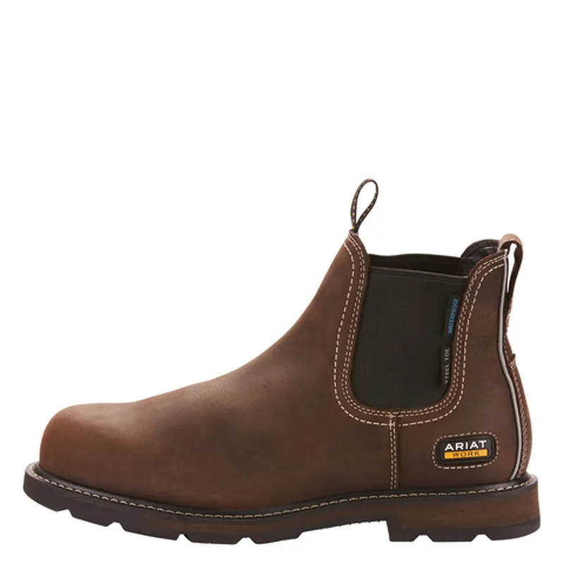 Ariat Mens Groundbreaker Chelsea Waterproof Steel Toe Work Boot - Dark Brown-1