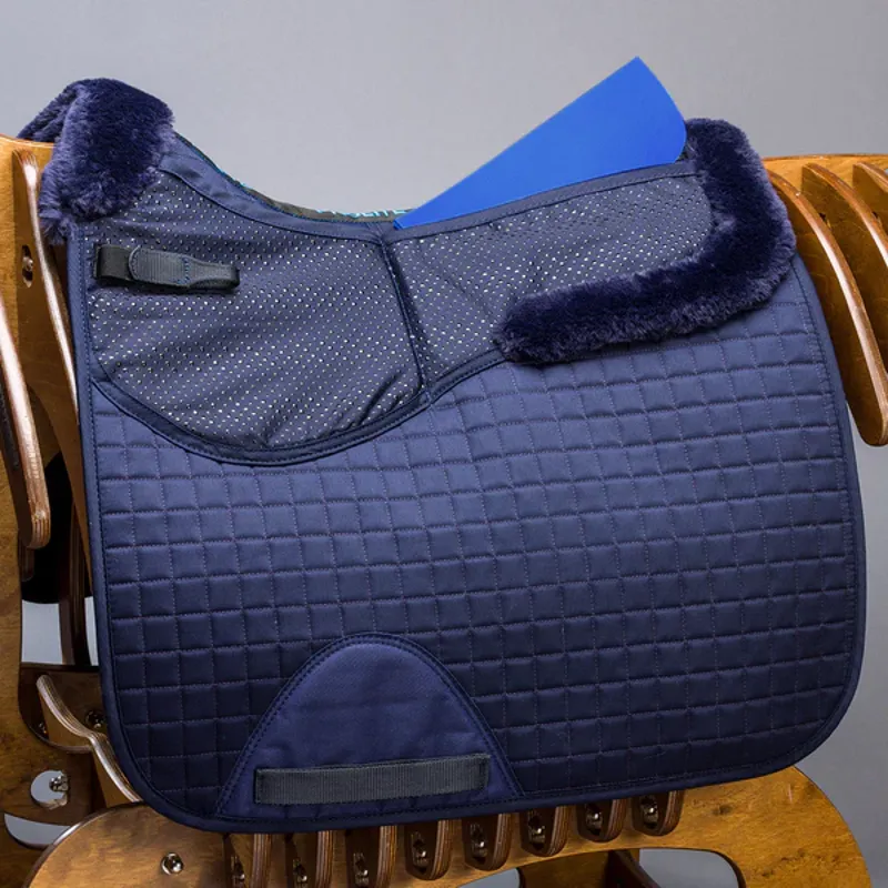 Prolite Dressage Fleece Trim Adjustable Saddlecloth - Navy-1