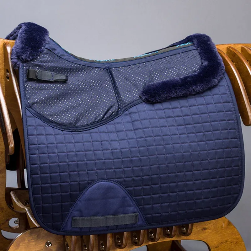 Prolite Dressage Fleece Trim Adjustable Saddlecloth - Navy-2