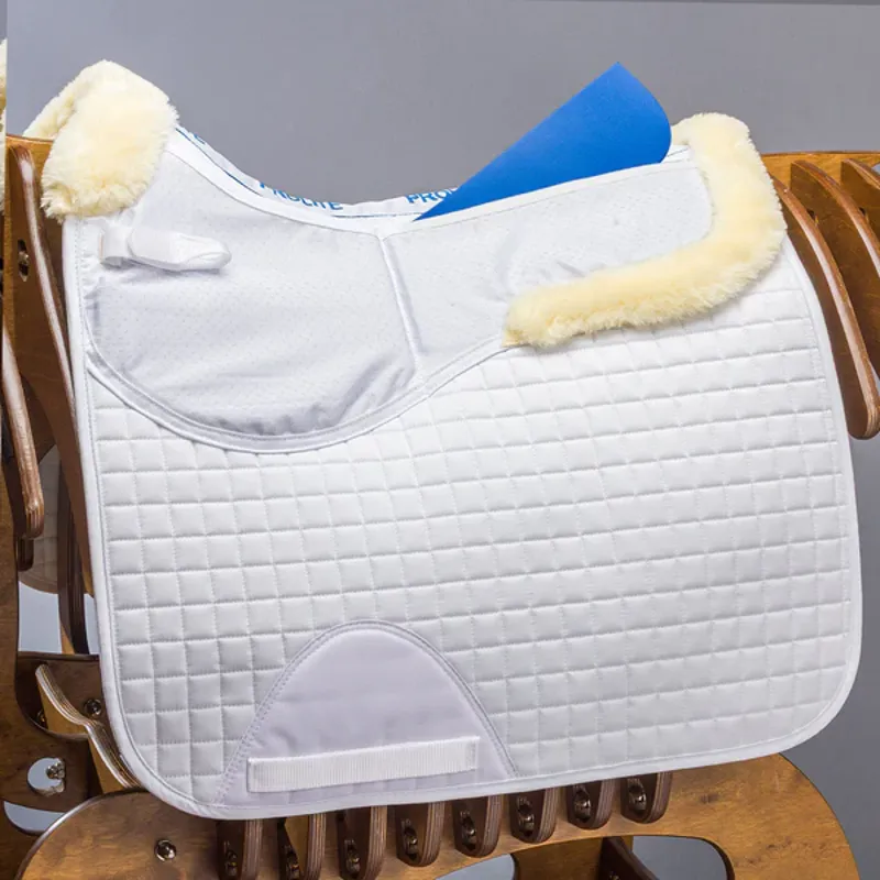 Prolite Dressage Fleece Trim Adjustable Saddlecloth - White-1