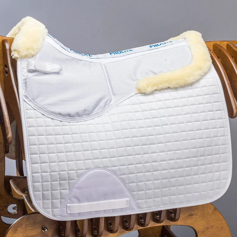 Prolite Dressage Fleece Trim Adjustable Saddlecloth - White-2