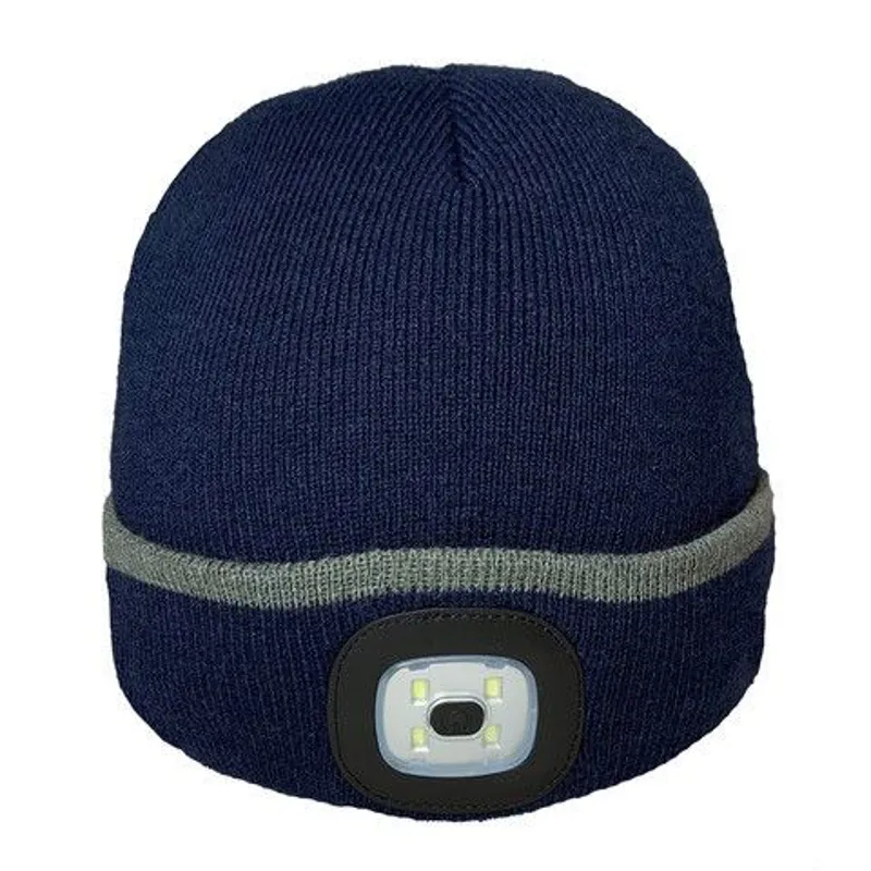 Unisex Plain Led Beanie Hat Navy