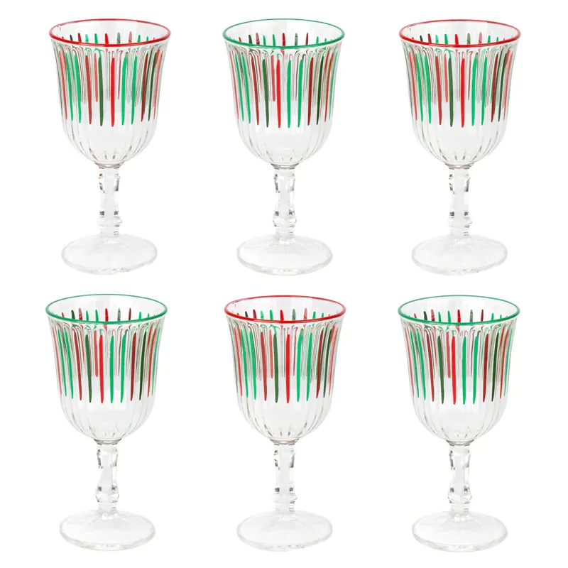 Talking Tables Red and Green Striped Wine Glass