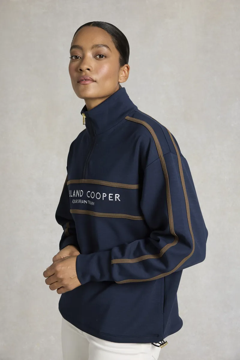 Holland Cooper Equestrian Quarter Zip Neck Sweat - Ink Navy - needs images -1