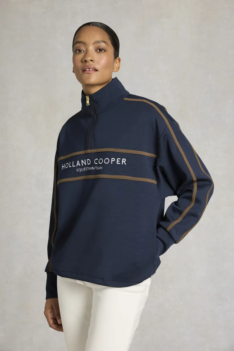 Holland Cooper Equestrian Quarter Zip Neck Sweat - Ink Navy - needs images 