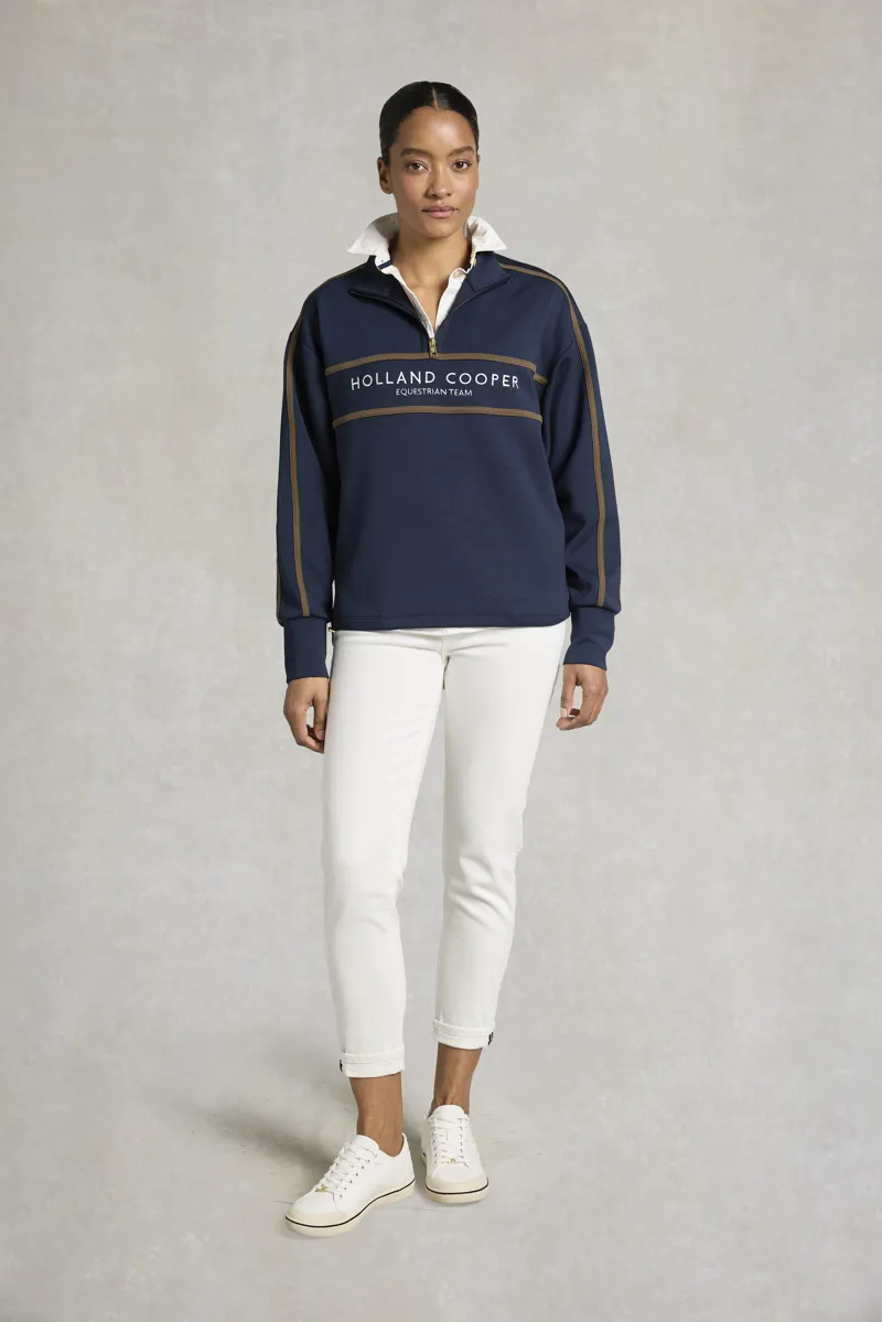 Holland Cooper Equestrian Quarter Zip Neck Sweat - Ink Navy - needs images -3
