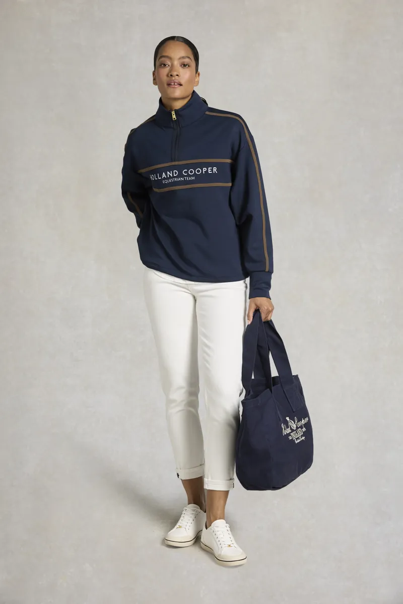 Holland Cooper Equestrian Quarter Zip Neck Sweat - Ink Navy - needs images -4
