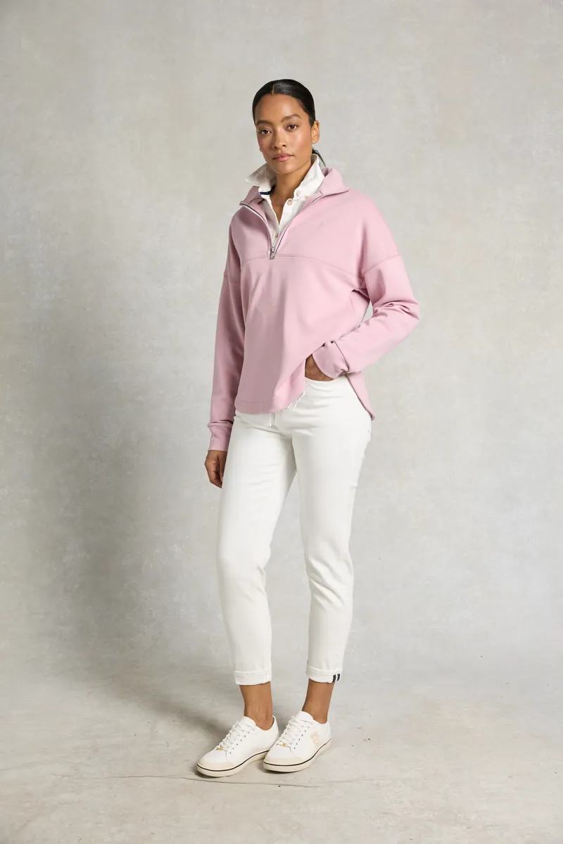 Holland Cooper Windsor Quarter Zip Sweat - Dawn Pink 