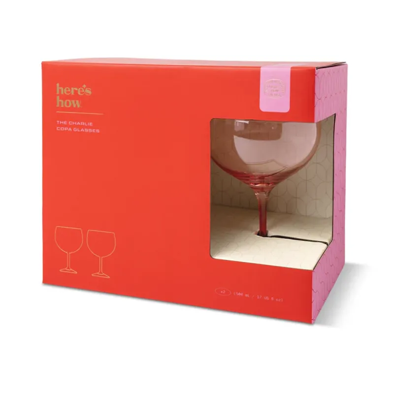Designworks Collective The Charlie Copa Glass - Set of Two - Blush + Cherry-1