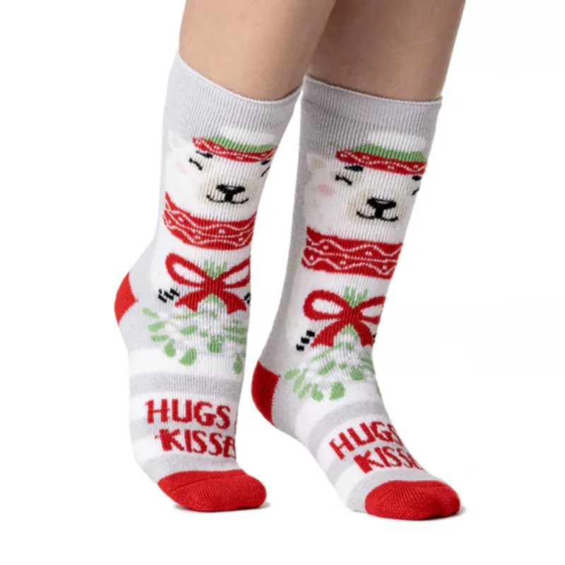 Heat Holders - Ladies Xmas Socks - Hugs and Kisses-1