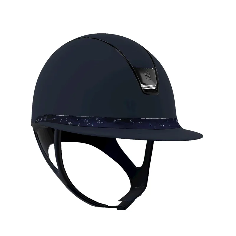 Miss Shield 2.0 Shadowmatt Blue Shell and Top with Black Chrome Trim and Blazon with Crystal Leaf Frontal Band