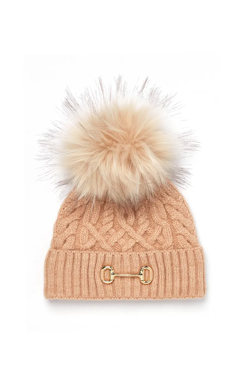 Holland Cooper Horsebit Bobble Hat - Camel