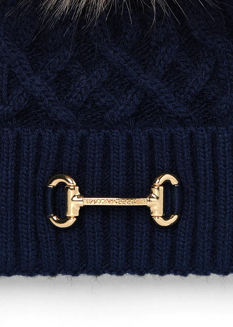 Holland Cooper Horsebit Bobble Hat - Ink Navy-2