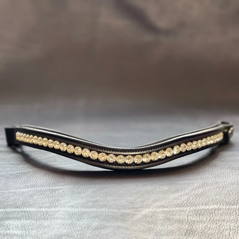 Henry James Swarovski Giant Crystal Curved Browband - Crystal Stones - Full - Black