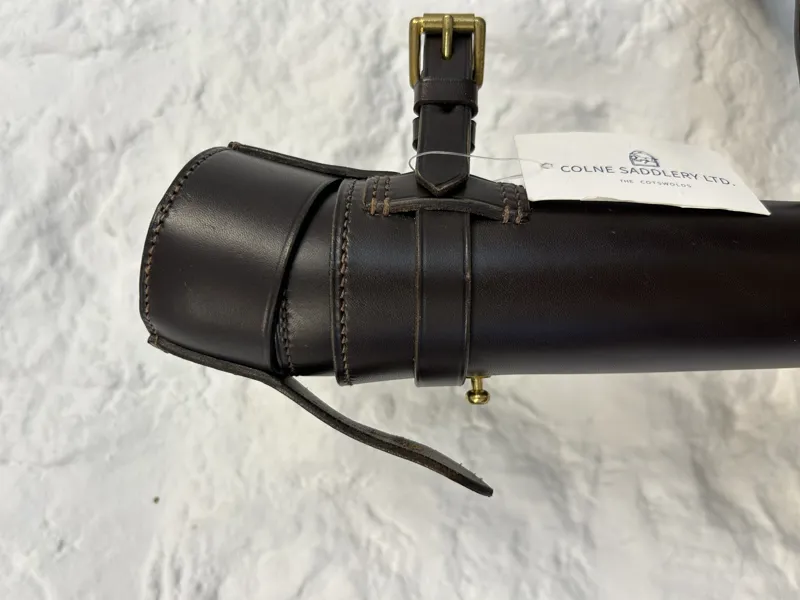 Wentworth Pewter Mounted Saddle Flask Holder - Brown Leather-2