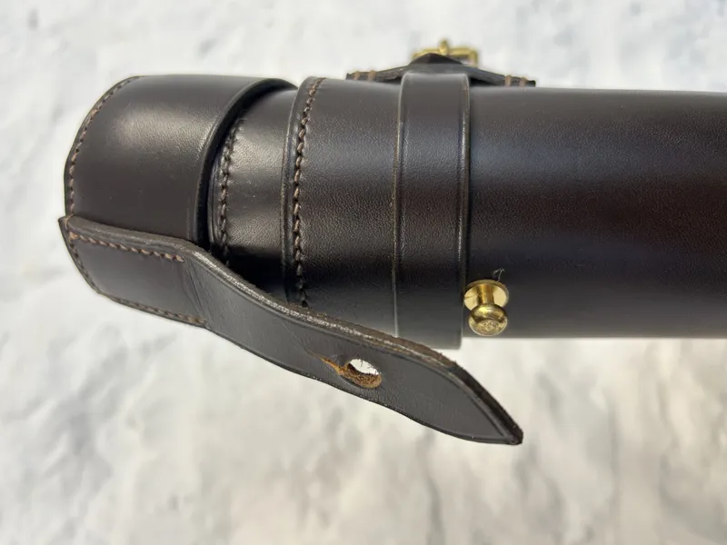 Wentworth Pewter Mounted Saddle Flask Holder - Brown Leather-1