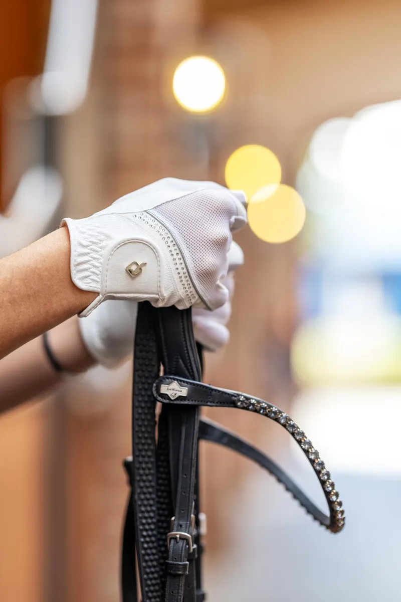 LeMieux Crystal Gloves - White-2