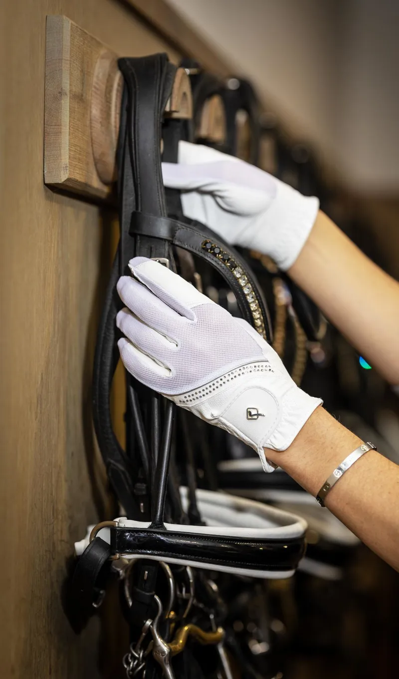 LeMieux Crystal Gloves - White-1