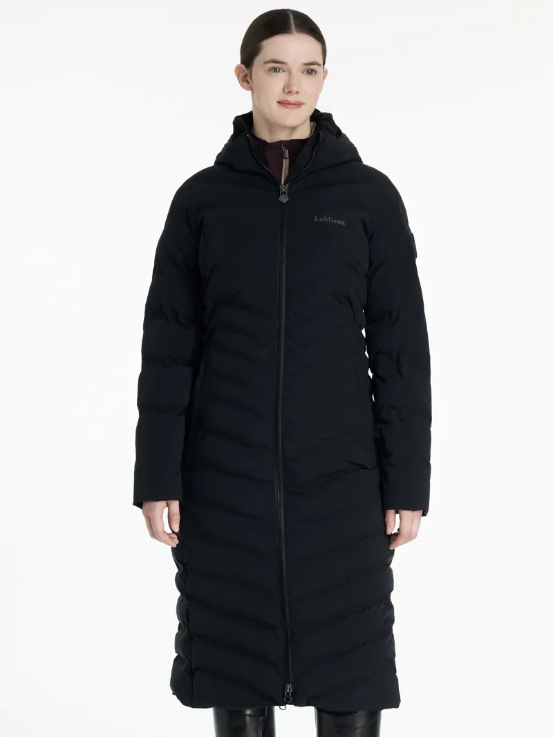 LeMieux Hayley Water Resistant Longline Puffer Coat - Black-5