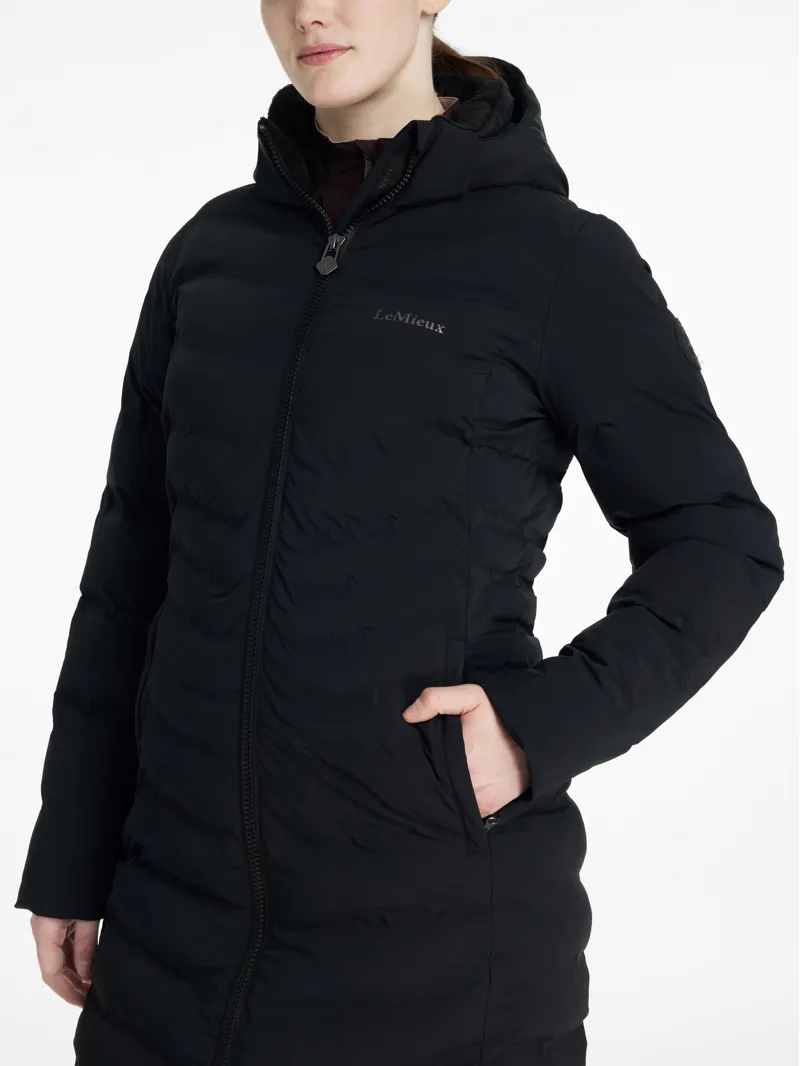LeMieux Hayley Water Resistant Longline Puffer Coat - Black-3