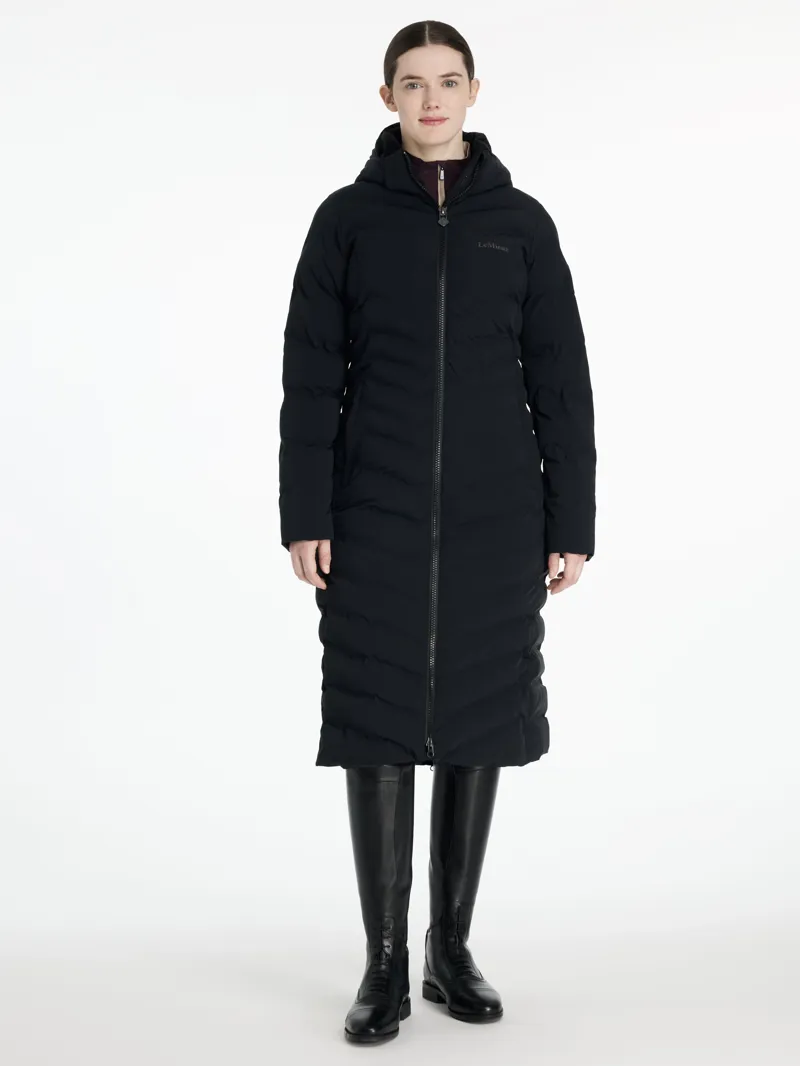 LeMieux Hayley Water Resistant Longline Puffer Coat - Black-2