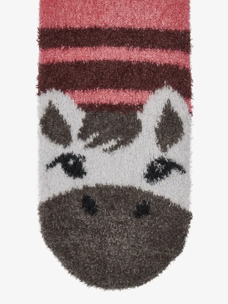LeMieux Mini Fluffy Character Socks Andalusian Pony - Cranberry-2