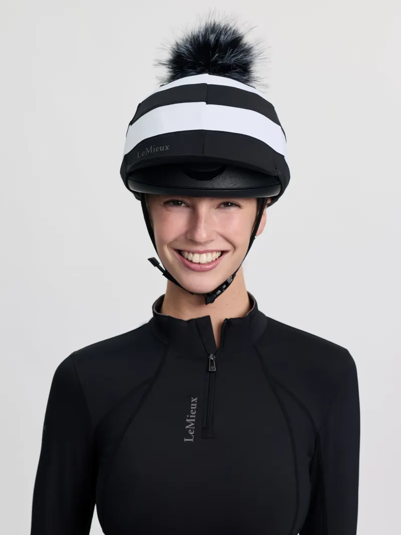 LeMieux Derby Pom Hat Silk - Black-4