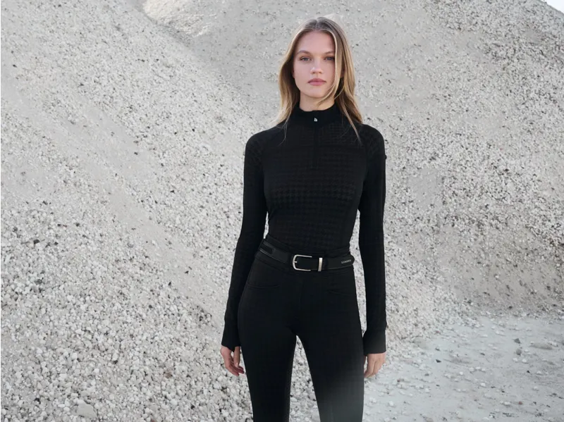 LeMieux Aspen Houndstooth Quarter Zip Top-4