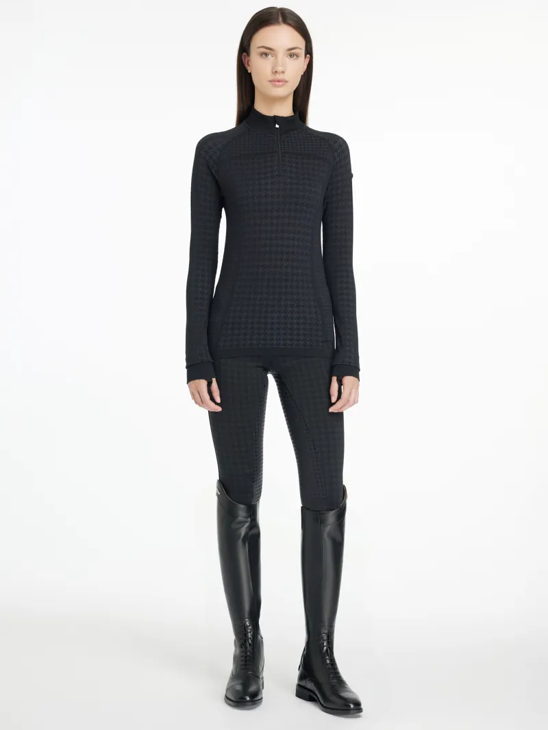 LeMieux Aspen Houndstooth Quarter Zip Top-1