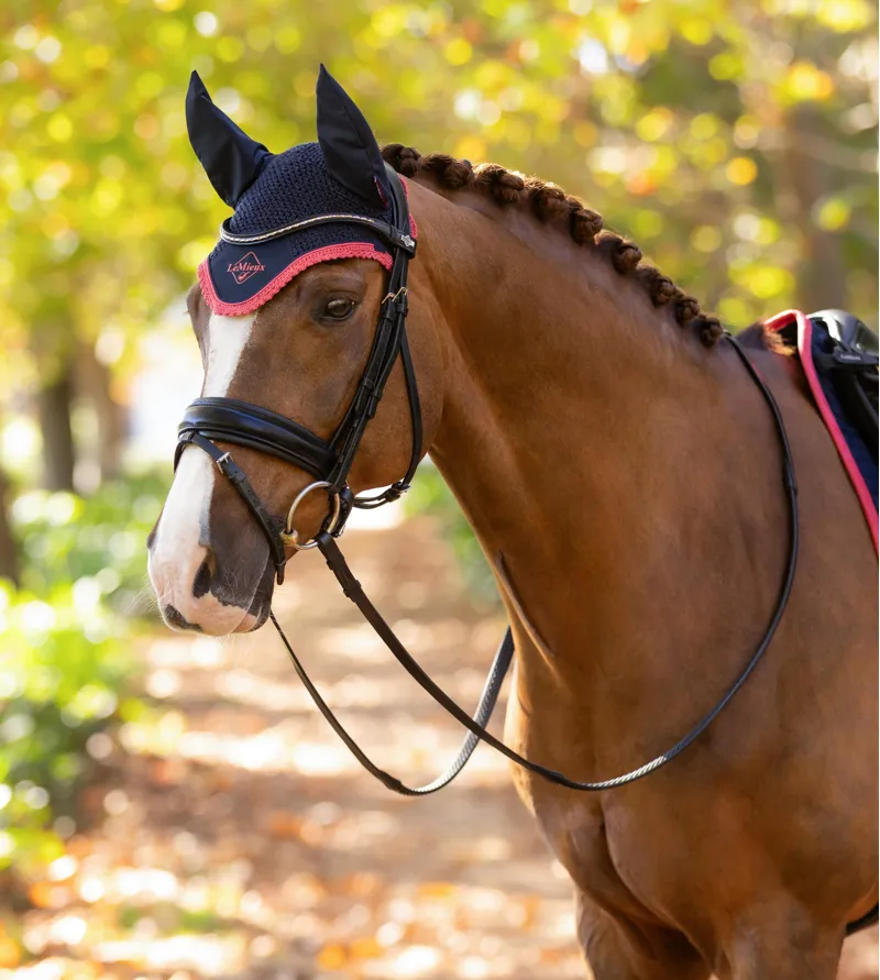 LeMieux Classic Fly Hood - Navy/Cranberry-1