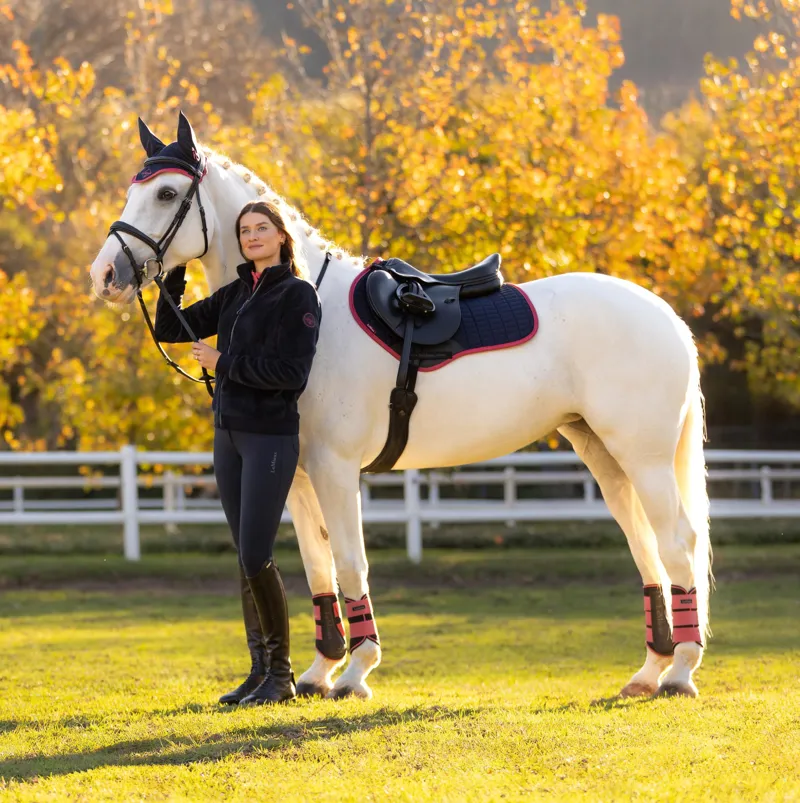 LeMieux Suede Close Contact Square - Navy/Cranberry-2