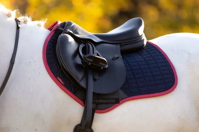 LeMieux Suede Close Contact Square - Navy/Cranberry-3