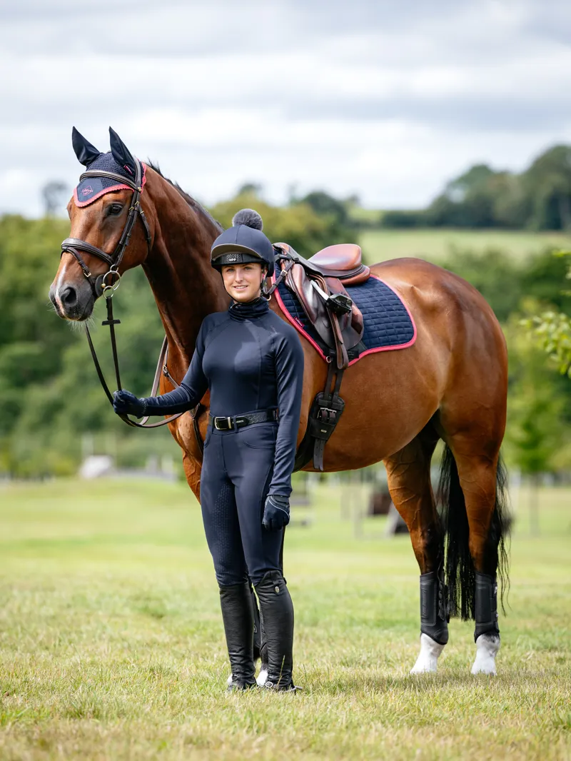 LeMieux Suede Close Contact Square - Navy/Cranberry-1