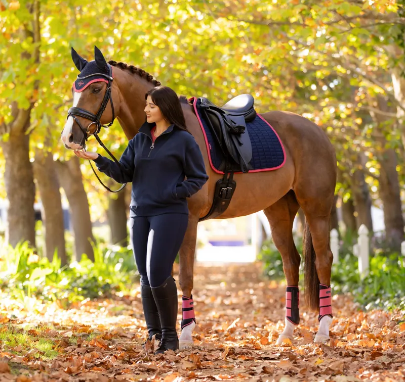 LeMieux Suede Dressage Square - Navy/Cranberry-3