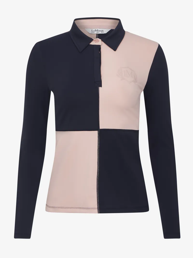 LeMieux Harlequin Rugby Shirt Base Layer - Petal/Navy-5
