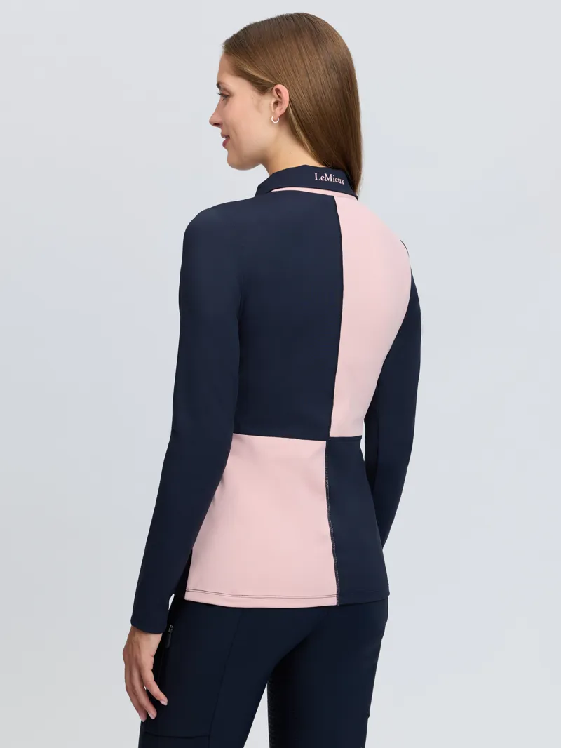 LeMieux Harlequin Rugby Shirt Base Layer - Petal/Navy-1