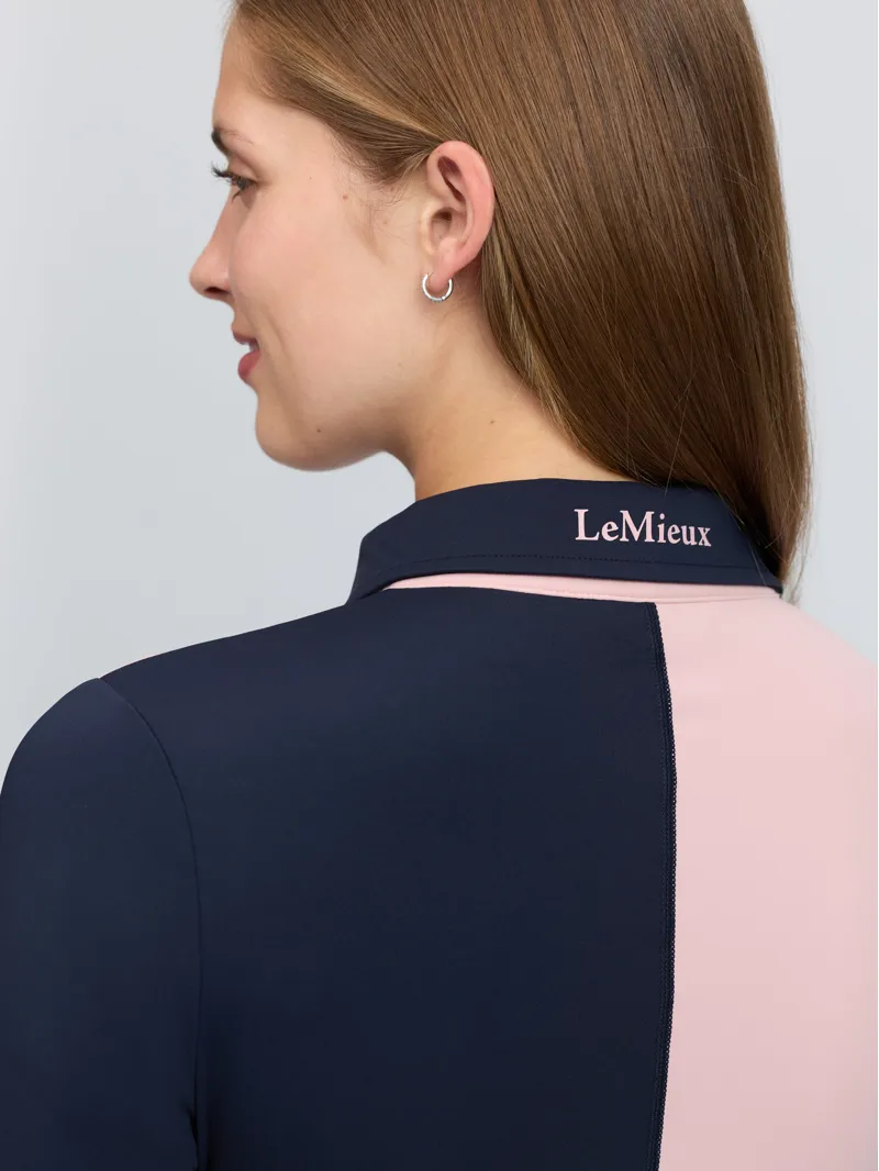 LeMieux Harlequin Rugby Shirt Base Layer - Petal/Navy-3