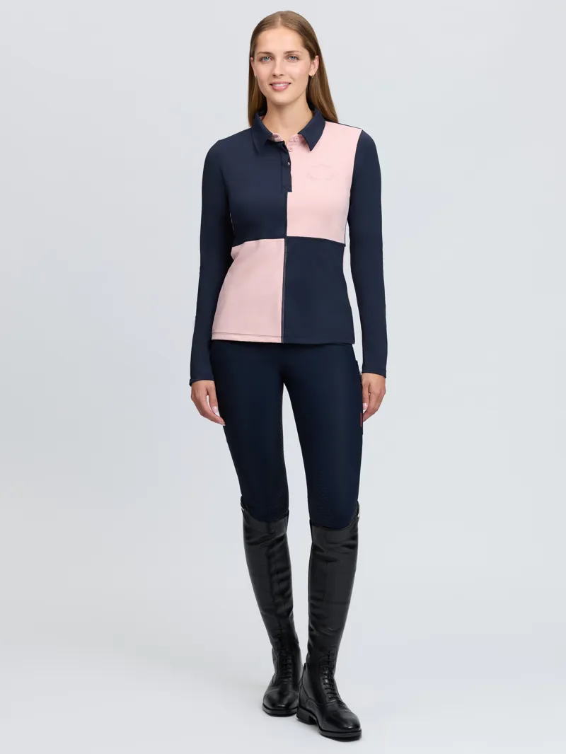 LeMieux Harlequin Rugby Shirt Base Layer - Petal/Navy-4