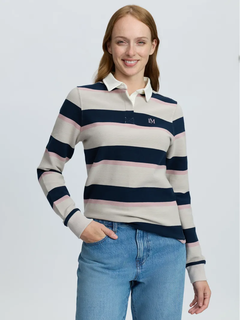 LeMieux Sloane Stripe Rugby Shirt Stone