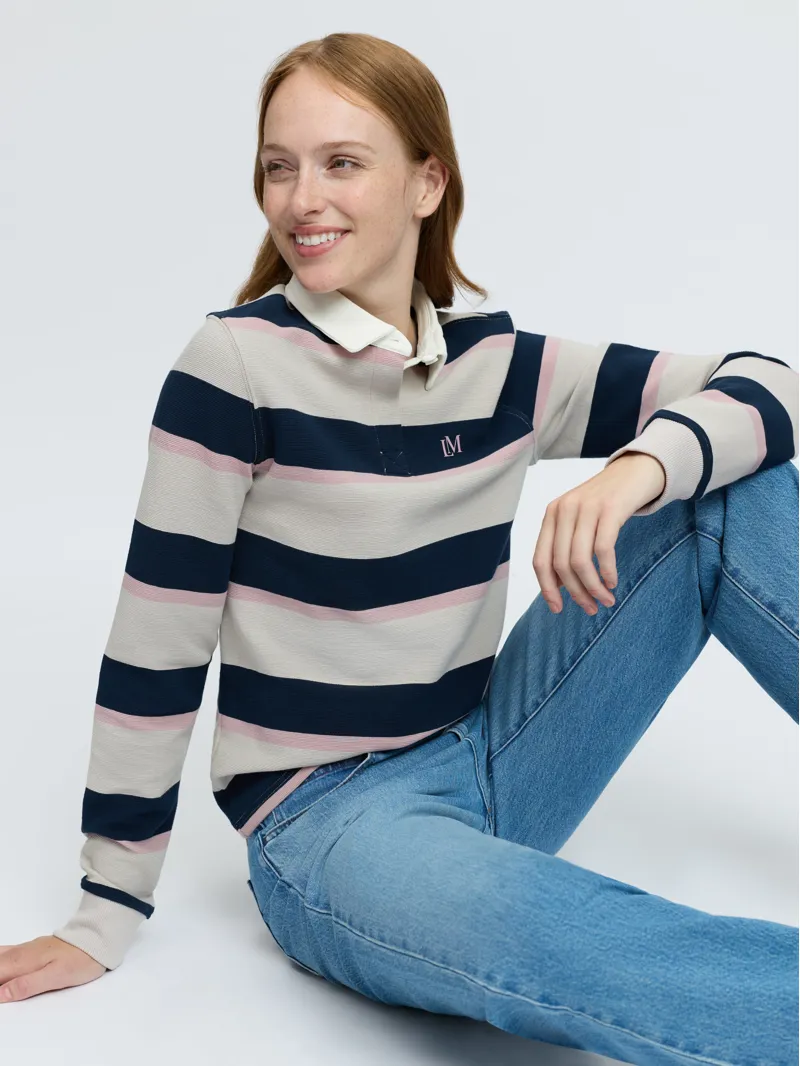 LeMieux Sloane Stripe Rugby Shirt Stone-2